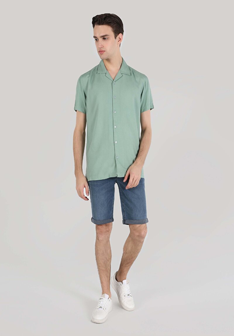 Показати інформацію про Сорочка З Коротким Рукавом Чоловіча Зелена  Cl1064181