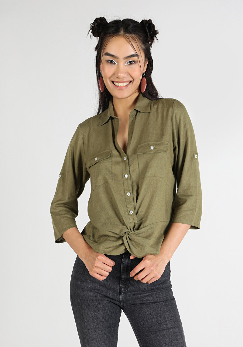 Зображення Сорочка З Довгим Рукавом Жіноча Зелена  Cl1063860