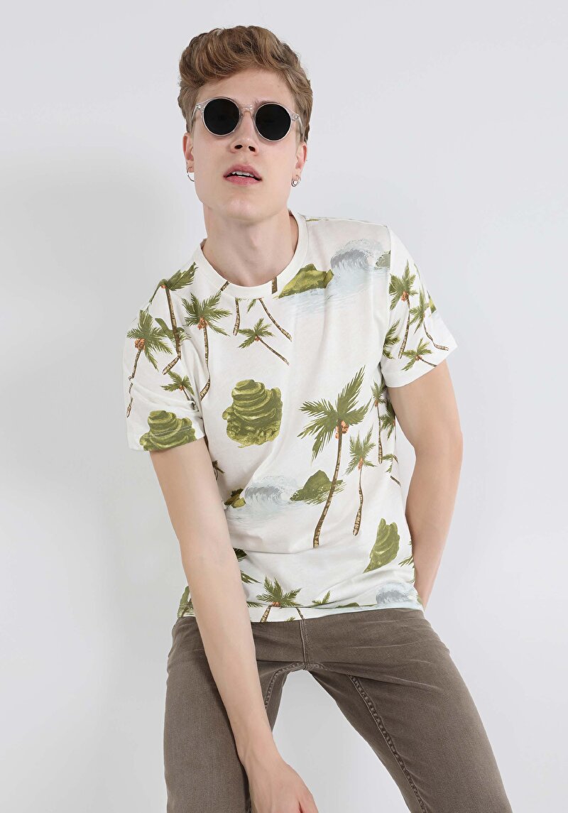 Показати інформацію про Футболка З Коротким Рукавом Чоловіча Бежева  Cl1062658