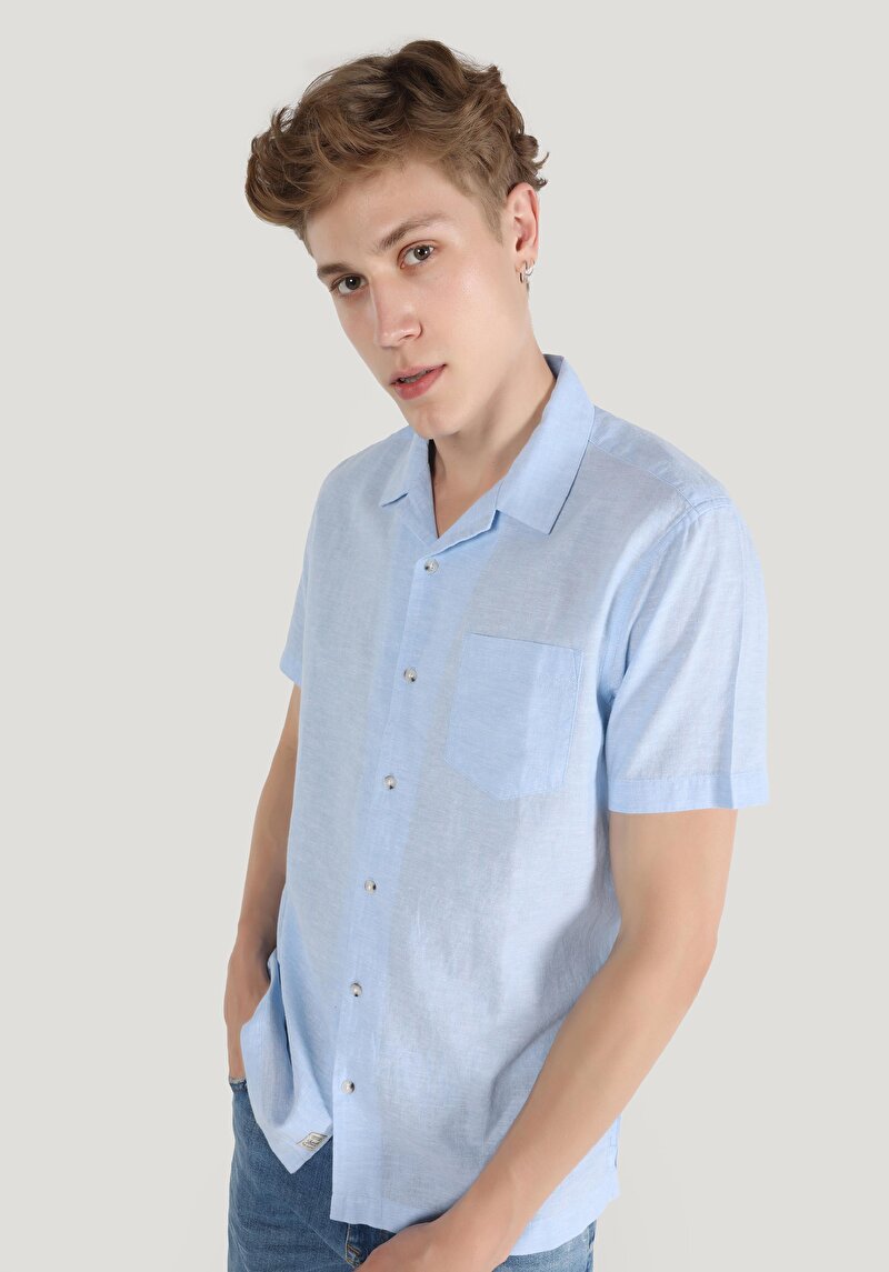 Зображення Сорочка З Коротким Рукавом Чоловіча Блакитна  Cl1063689