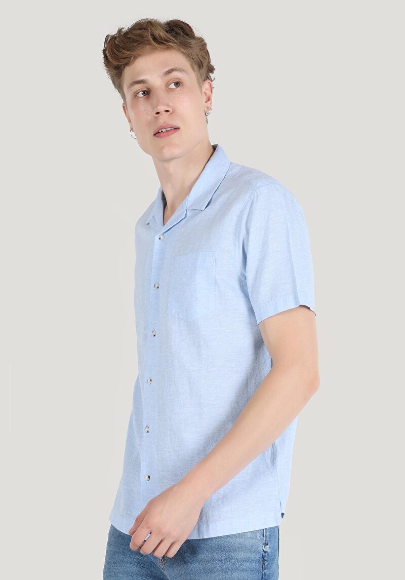 Показати інформацію про Сорочка З Коротким Рукавом Чоловіча Блакитна  Cl1063689