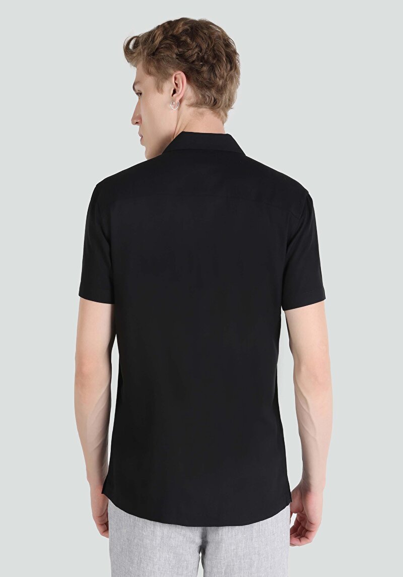 Показати інформацію про Сорочка З Коротким Рукавом Чоловіча Чорна  Cl1064181