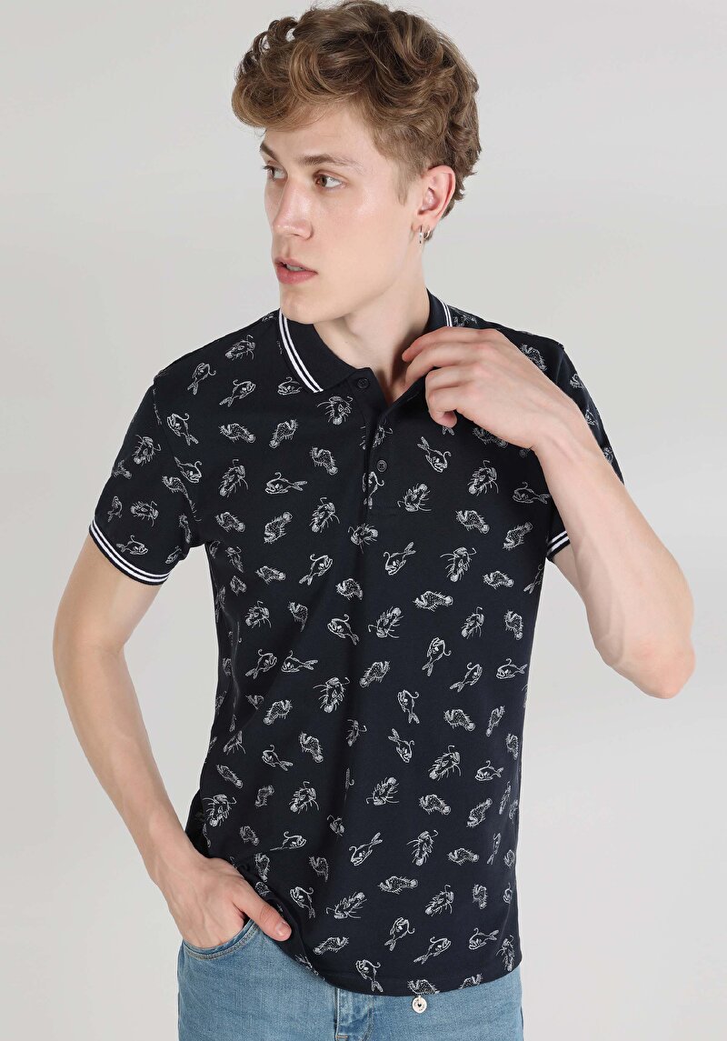 Зображення Поло З Коротким Рукавом Чоловіче Синє  Cl1064353