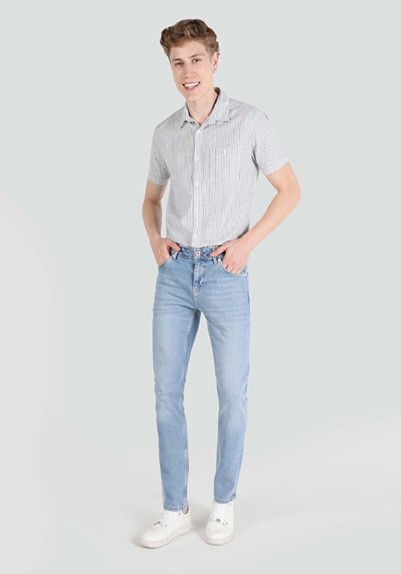 Зображення 044 Karl Джинси Чоловічі Блакитні Прямого Крою Cl1064376