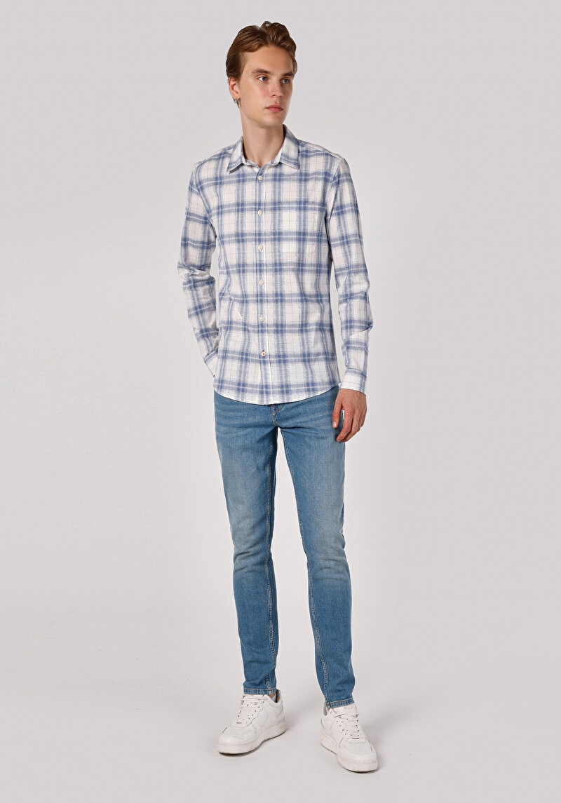 Показати інформацію про Сорочка З Довгим Рукавом Чоловіча Блакитна  Cl1062889