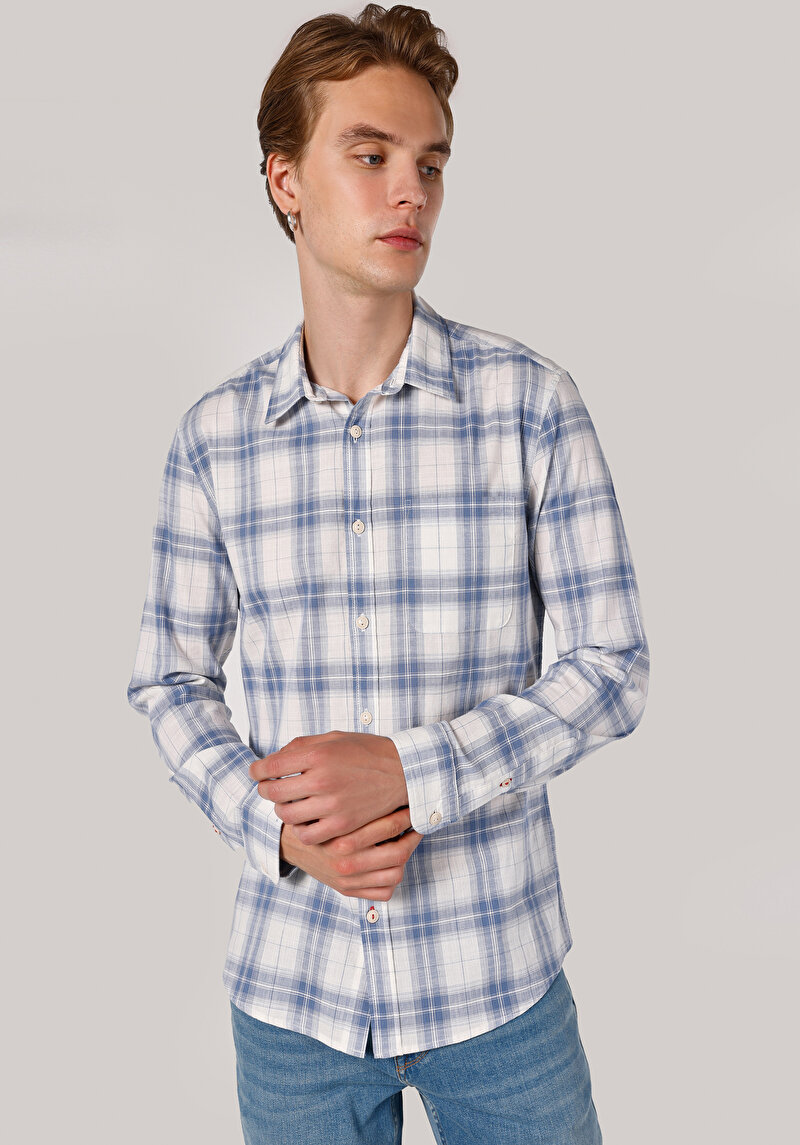 Показати інформацію про Сорочка З Довгим Рукавом Чоловіча Блакитна  Cl1062889