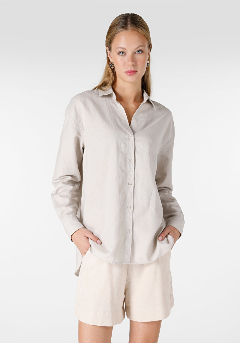 Зображення Сорочка З Довгим Рукавом Жіноча Бежева  Cl1063415