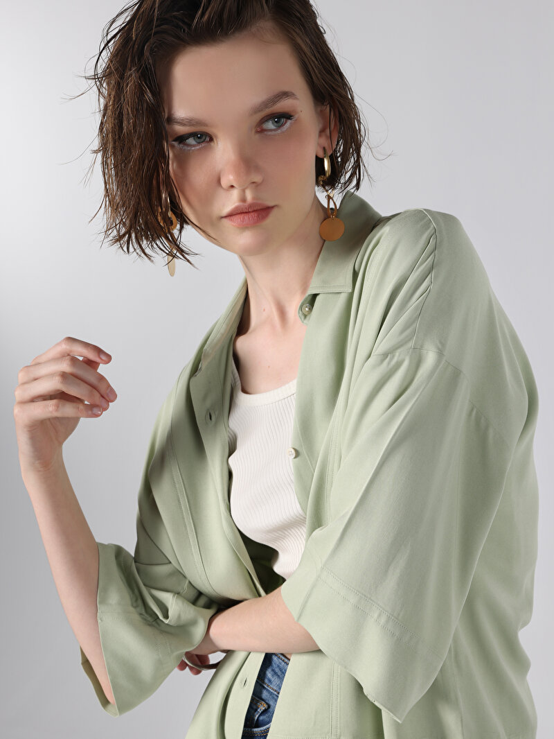 Показати інформацію про Сорочка З Довгим Рукавом Жіноча Зелена  Cl1060516