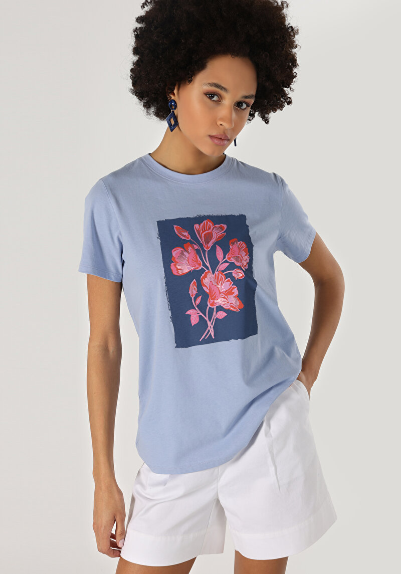 Зображення Футболка З Коротким Рукавом Жіноча Блакитна  Cl1060866