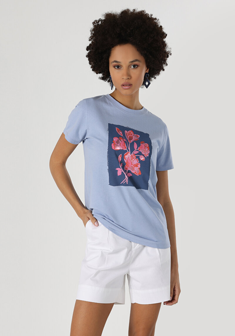 Показати інформацію про Футболка З Коротким Рукавом Жіноча Блакитна  Cl1060866