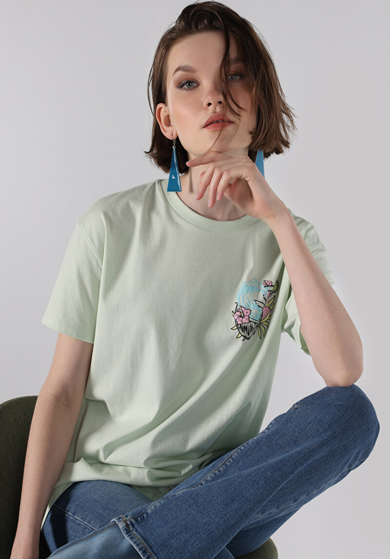 Показати інформацію про Футболка З Коротким Рукавом Жіноча Зелена  Cl1063227