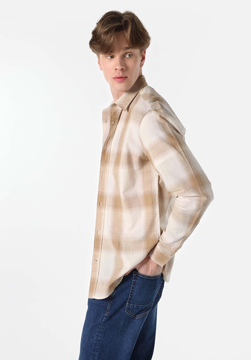 Зображення Сорочка З Довгим Рукавом Чоловіча Бежева  Cl1062628