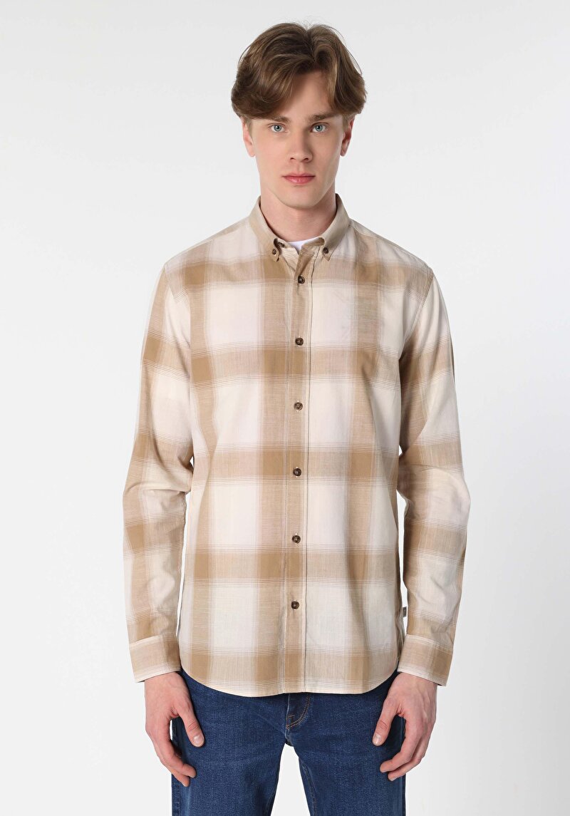 Показати інформацію про Сорочка З Довгим Рукавом Чоловіча Бежева  Cl1062628