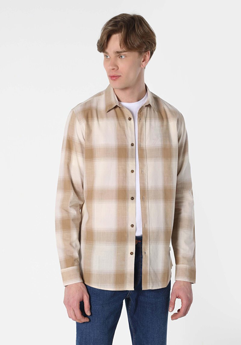 Показати інформацію про Сорочка З Довгим Рукавом Чоловіча Бежева  Cl1062628