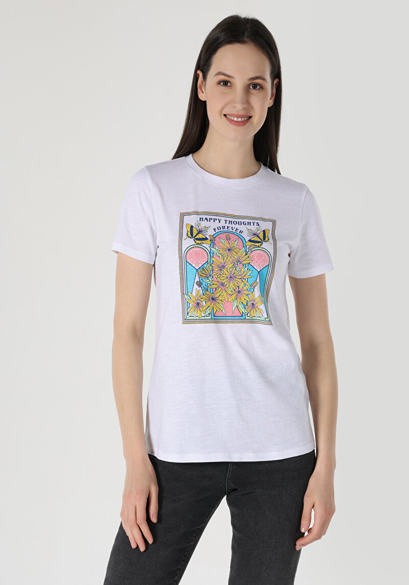 Показати інформацію про Футболка З Коротким Рукавом Жіноча Біла  Cl1063314