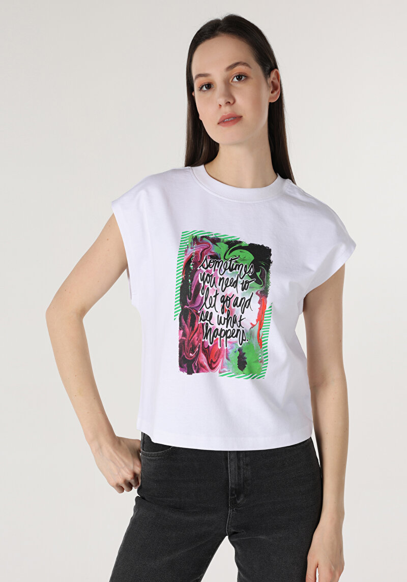 Показати інформацію про Футболка З Коротким Рукавом Жіноча Біла  Cl1063320