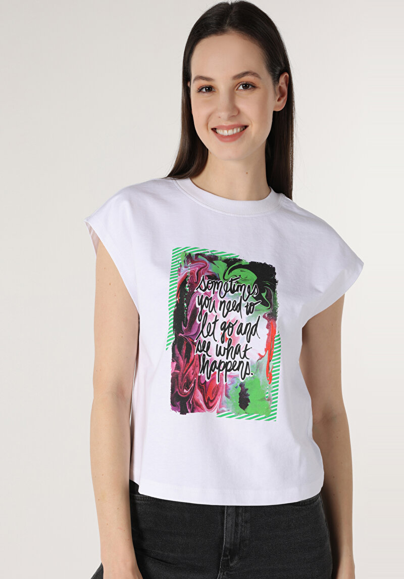 Показати інформацію про Футболка З Коротким Рукавом Жіноча Біла  Cl1063320