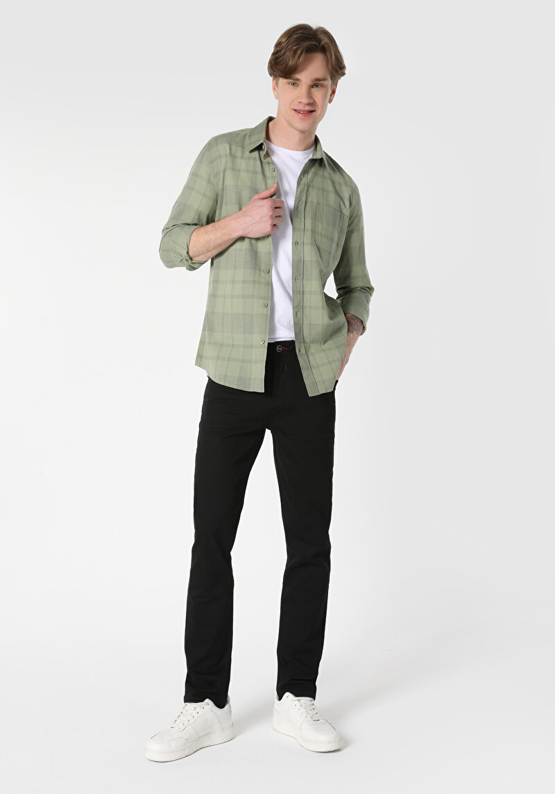 Показати інформацію про Сорочка З Довгим Рукавом Чоловіча Зелена  Cl1062867