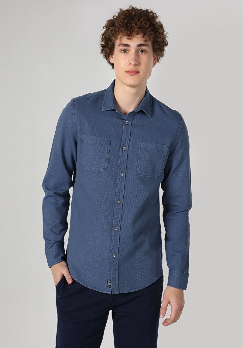 Показати інформацію про Сорочка З Довгим Рукавом Чоловіча Блакитна  Cl1062887