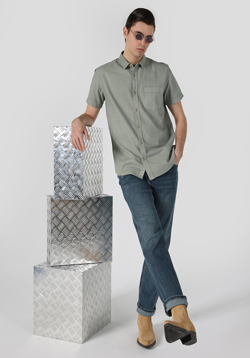 Зображення Сорочка З Коротким Рукавом Чоловіча Зелена  Cl1063181