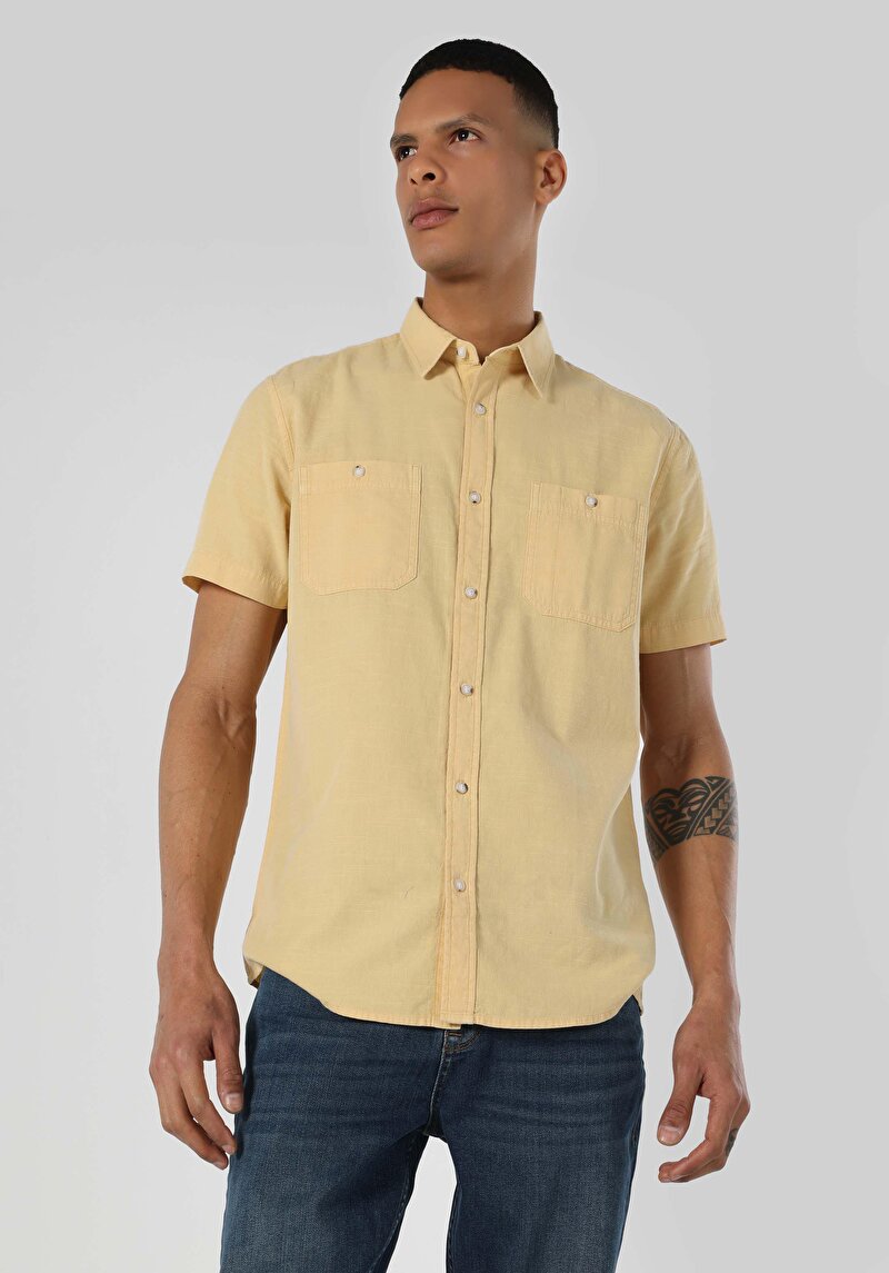 Зображення Сорочка З Коротким Рукавом Чоловіча Жовта  Cl1063641