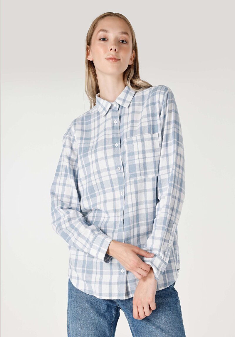 Зображення Сорочка З Довгим Рукавом Жіноча Блакитна Cl1066874