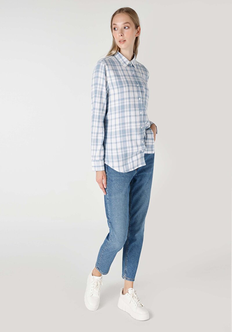 Показати інформацію про Сорочка З Довгим Рукавом Жіноча Блакитна  Cl1066874