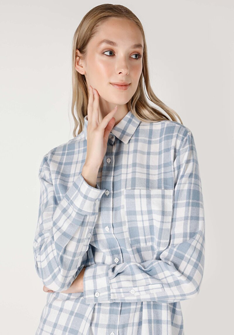 Показати інформацію про Сорочка З Довгим Рукавом Жіноча Блакитна  Cl1066874