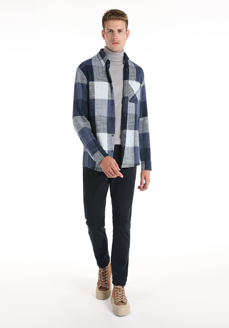 Зображення Сорочка З Довгим Рукавом Чоловіча Блакитна Cl1064634