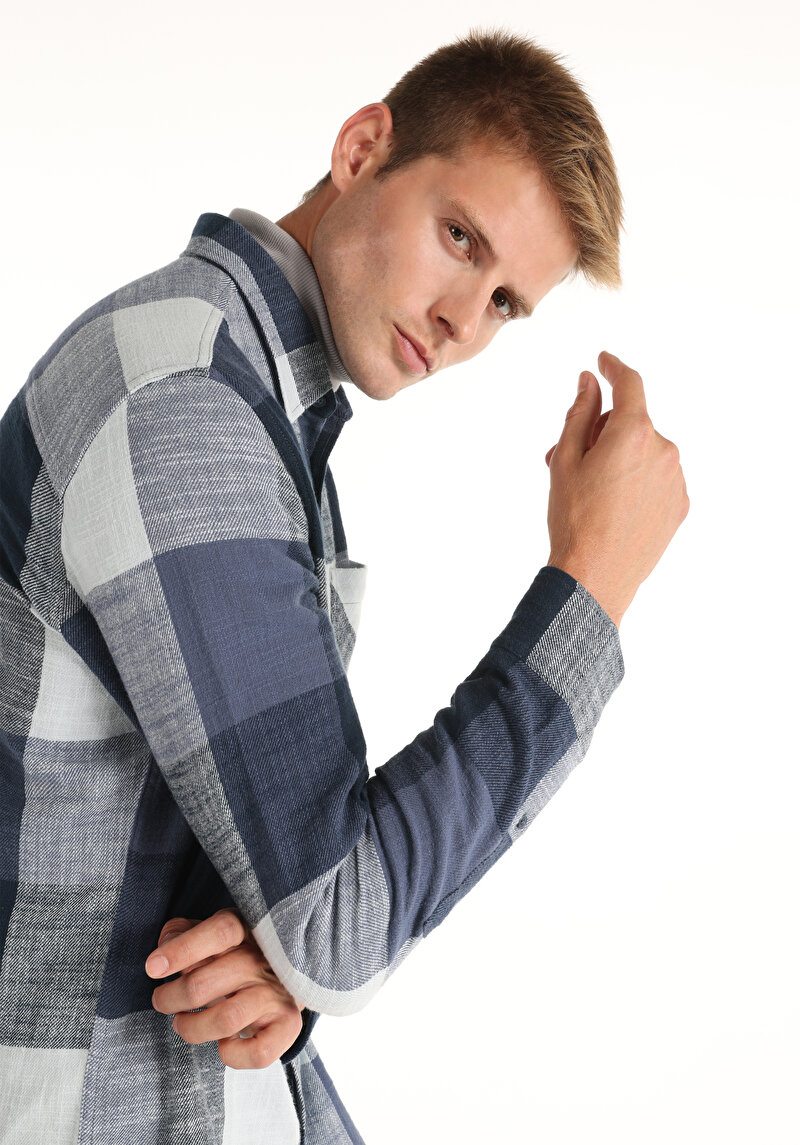 Показати інформацію про Сорочка З Довгим Рукавом Чоловіча Блакитна  Cl1064634