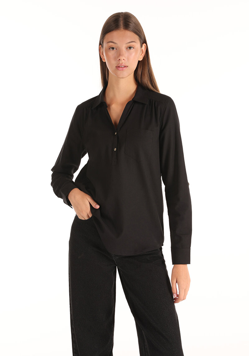 Зображення Сорочка З Довгим Рукавом Жіноча Чорна  Cl1058747