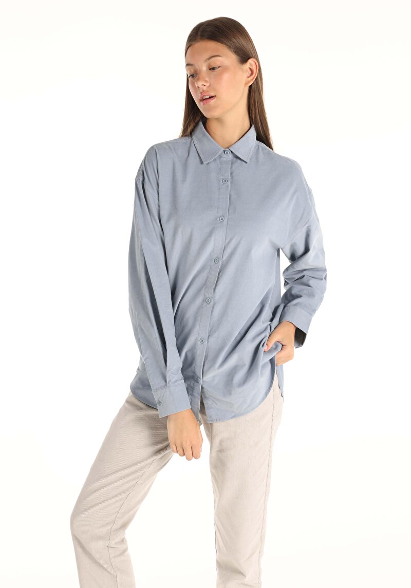 Зображення Сорочка З Довгим Рукавом Жіноча Блакитна Cl1065643