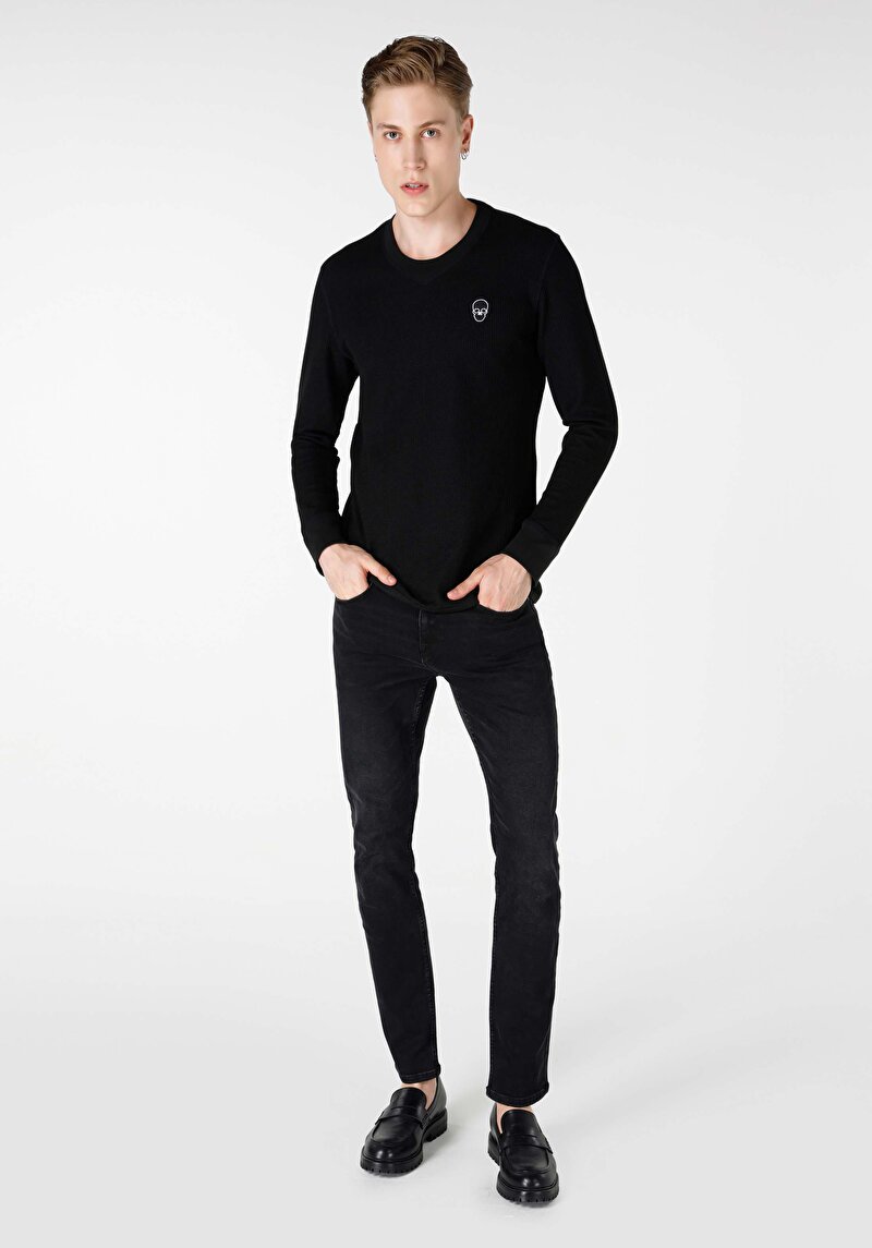 Показати інформацію про Футболка З Довгим Рукавом Чоловіча Чорна  Cl1065597