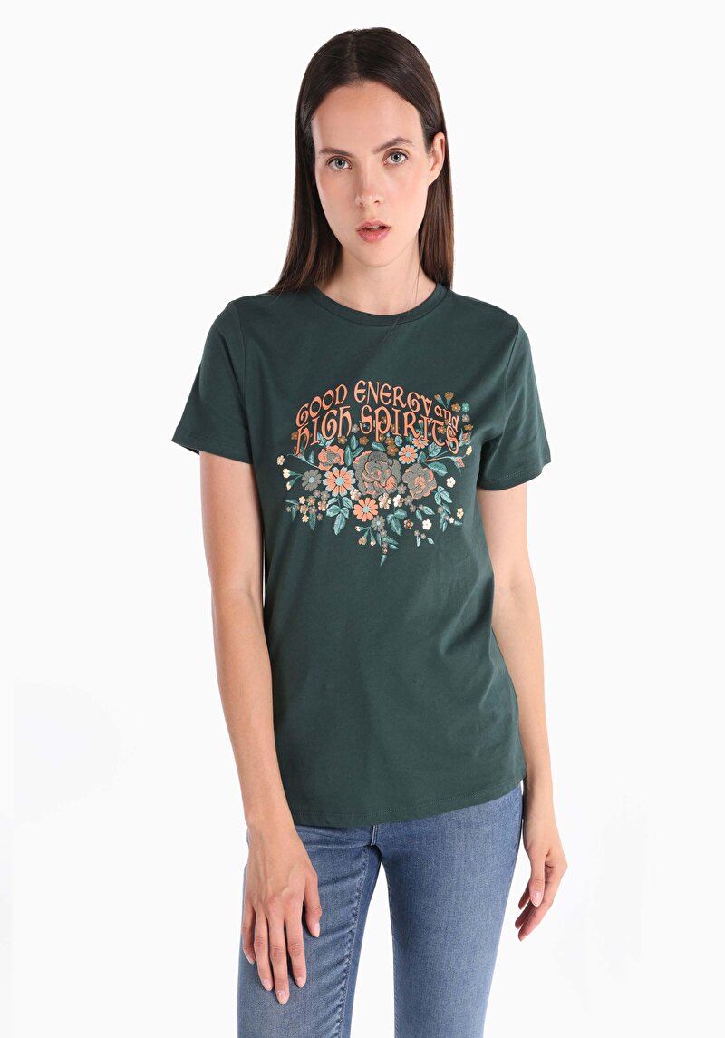 Зображення Футболка З Коротким Рукавом Жіноча Зелена  Cl1065160