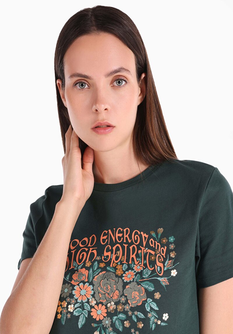 Показати інформацію про Футболка З Коротким Рукавом Жіноча Зелена  Cl1065160