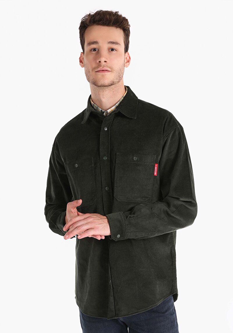 Показати інформацію про Сорочка З Довгим Рукавом Чоловіча Зелена  Cl1065711