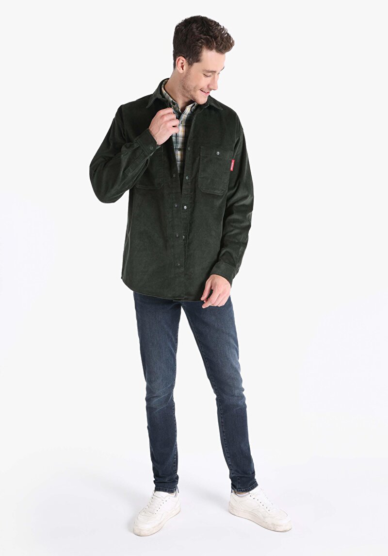 Показати інформацію про Сорочка З Довгим Рукавом Чоловіча Зелена  Cl1065711