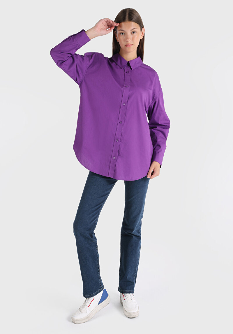 Зображення Сорочка З Довгим Рукавом Жіноча Фіолетова Cl1065050