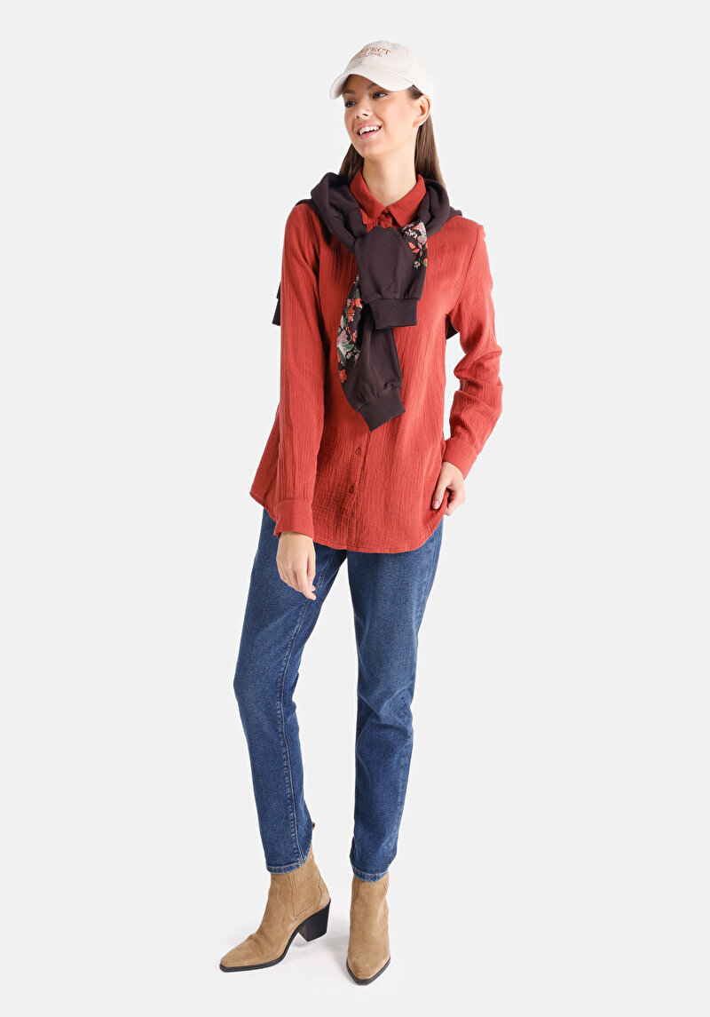 Показати інформацію про Сорочка З Довгим Рукавом Жіноча Коричнева  Cl1065068