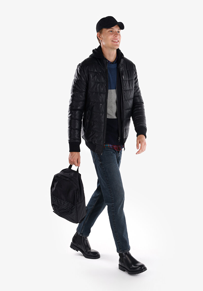 Показати інформацію про Куртка З Еко-шкіри Чоловіча Чорна  Cl1064987