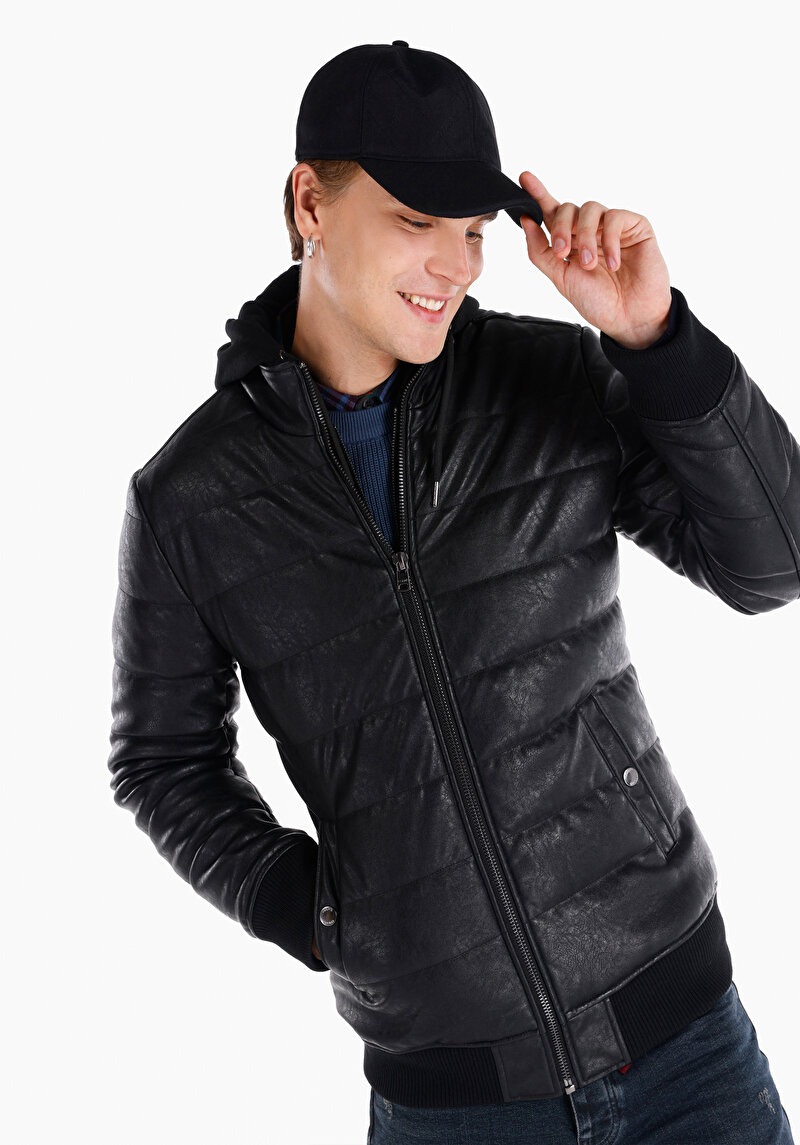 Показати інформацію про Куртка З Еко-шкіри Чоловіча Чорна  Cl1064987
