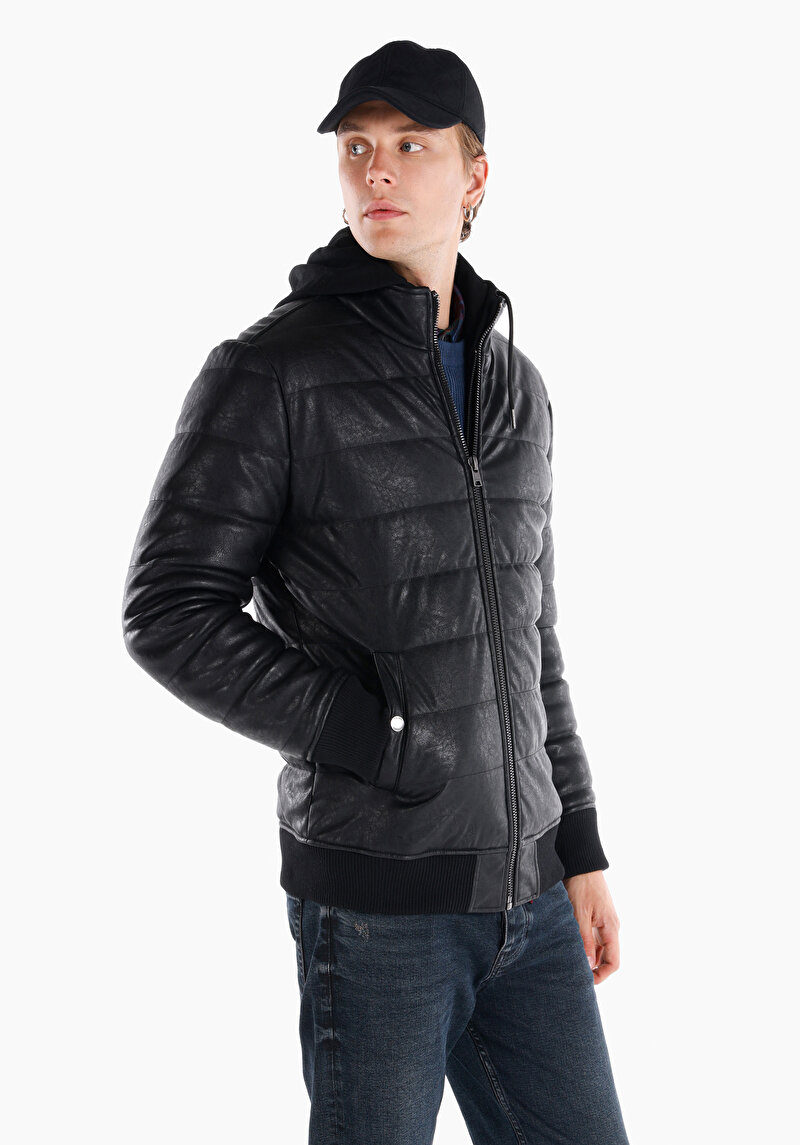 Показати інформацію про Куртка З Еко-шкіри Чоловіча Чорна  Cl1064987