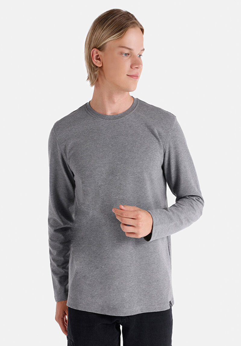 Зображення Футболка З Довгим Рукавом Чоловіча Сіра  Cl1064899