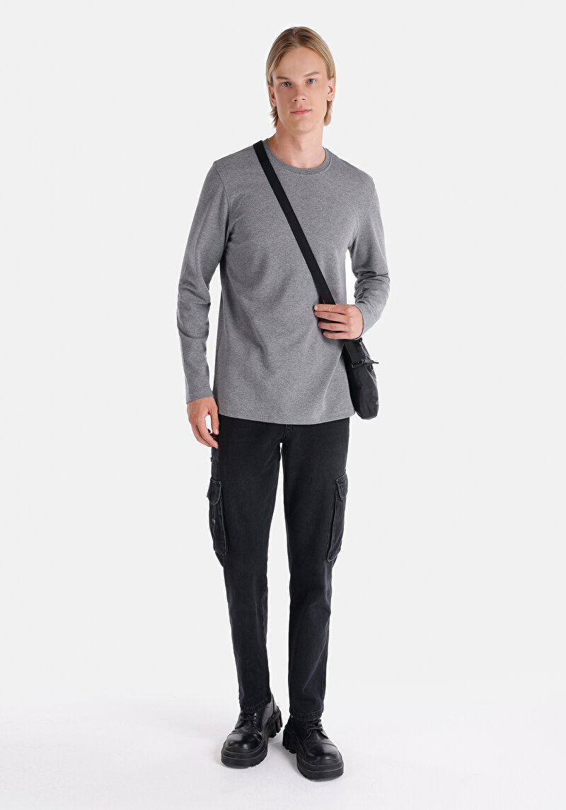 Показати інформацію про Футболка З Довгим Рукавом Чоловіча Сіра  Cl1064899