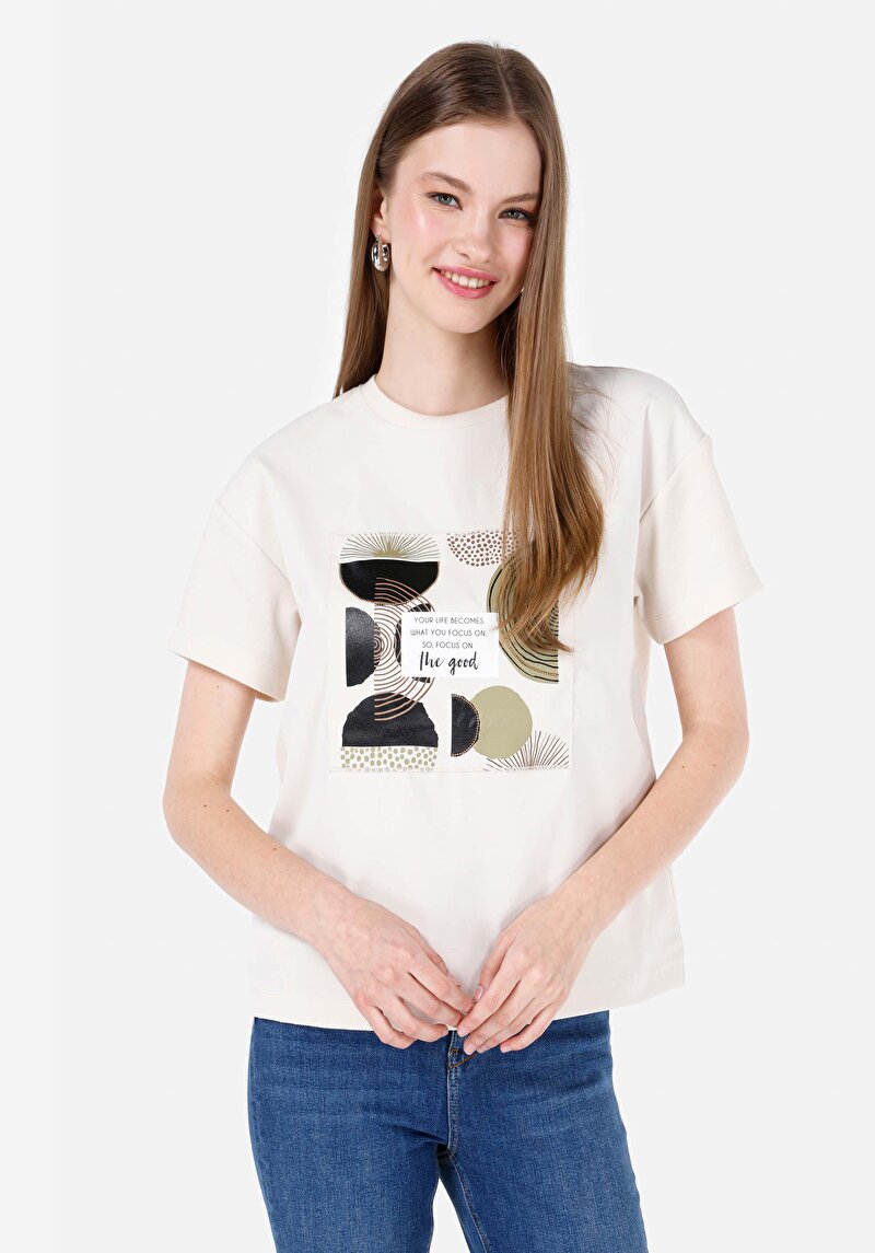 Зображення Футболка З Коротким Рукавом Жіноча Бежева  Cl1068095