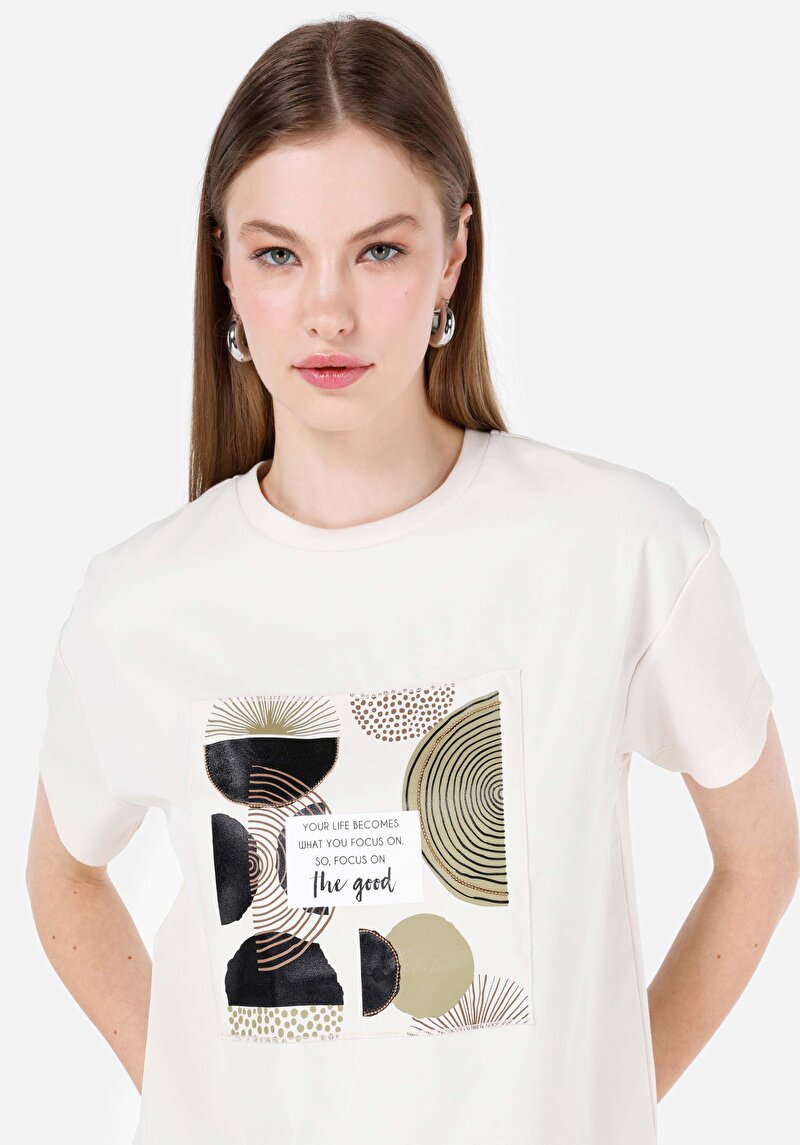 Показати інформацію про Футболка З Коротким Рукавом Жіноча Бежева  Cl1068095