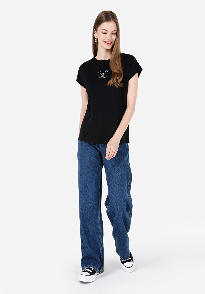 Показати інформацію про Футболка З Коротким Рукавом Жіноча Чорна  Cl1068586