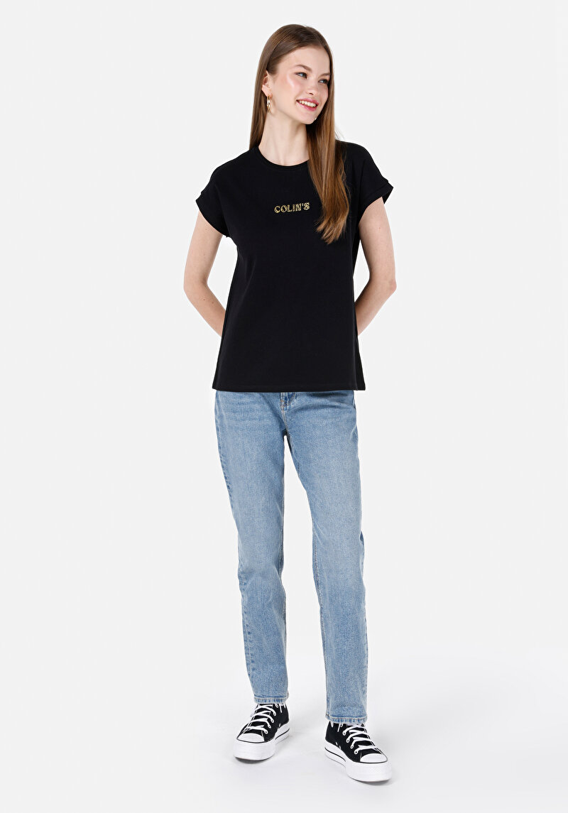 Показати інформацію про Футболка З Коротким Рукавом Жіноча Чорна  Cl1068729