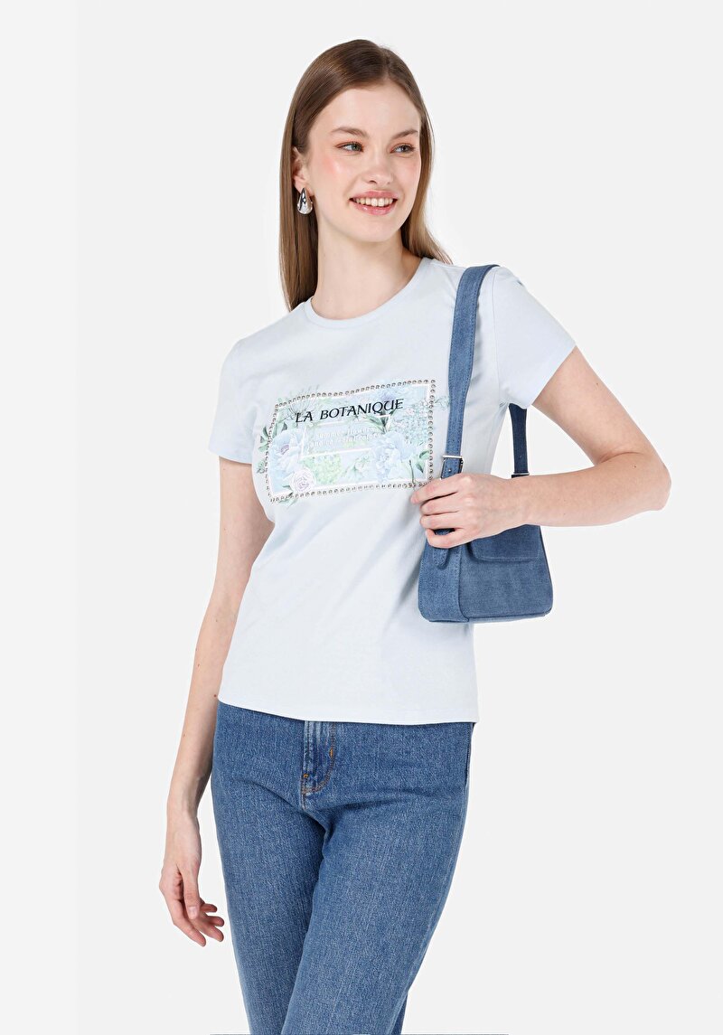 Зображення Футболка З Коротким Рукавом Жіноча Блакитна  Cl1067977