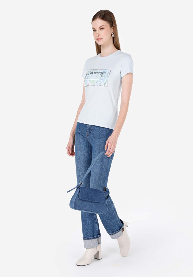 Показати інформацію про Футболка З Коротким Рукавом Жіноча Блакитна  Cl1067977